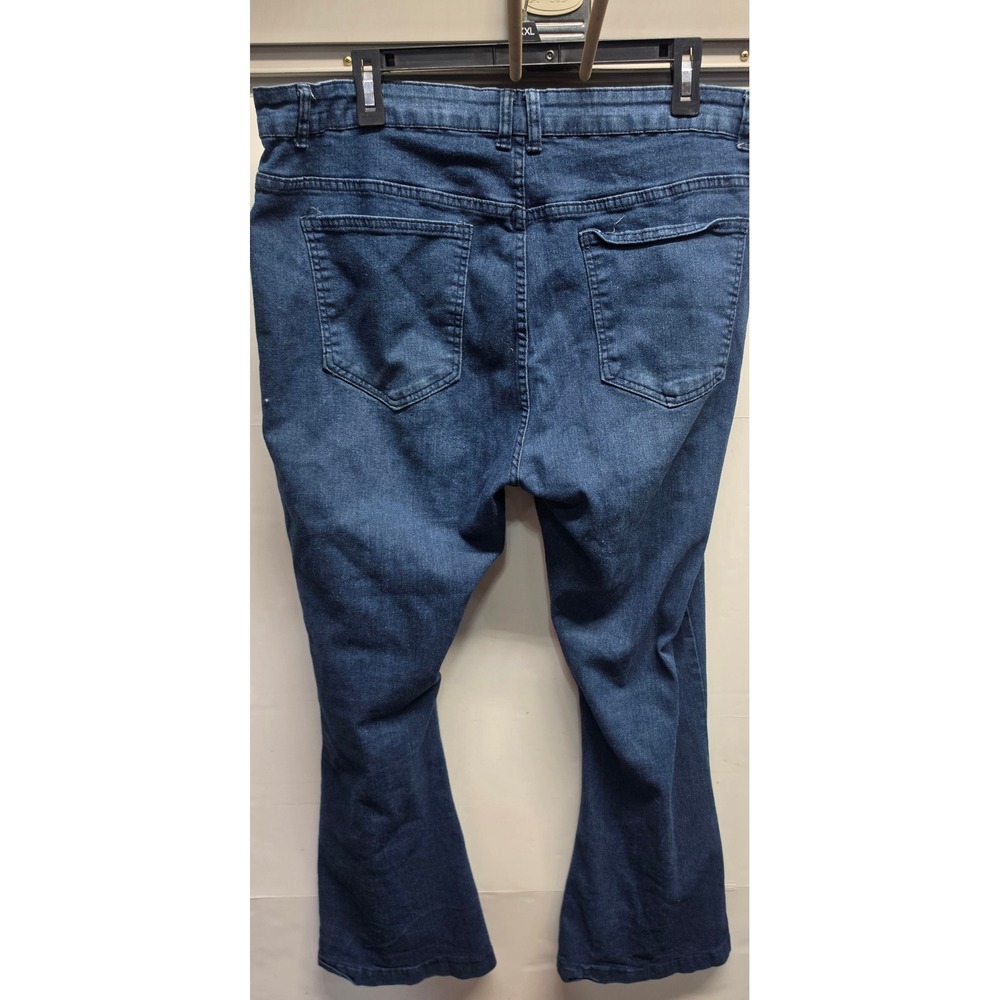 Jessica Jeans Women 3XL Blue High Rise Double Button Flare Leg Stretch Denim - Picture 7 of 8